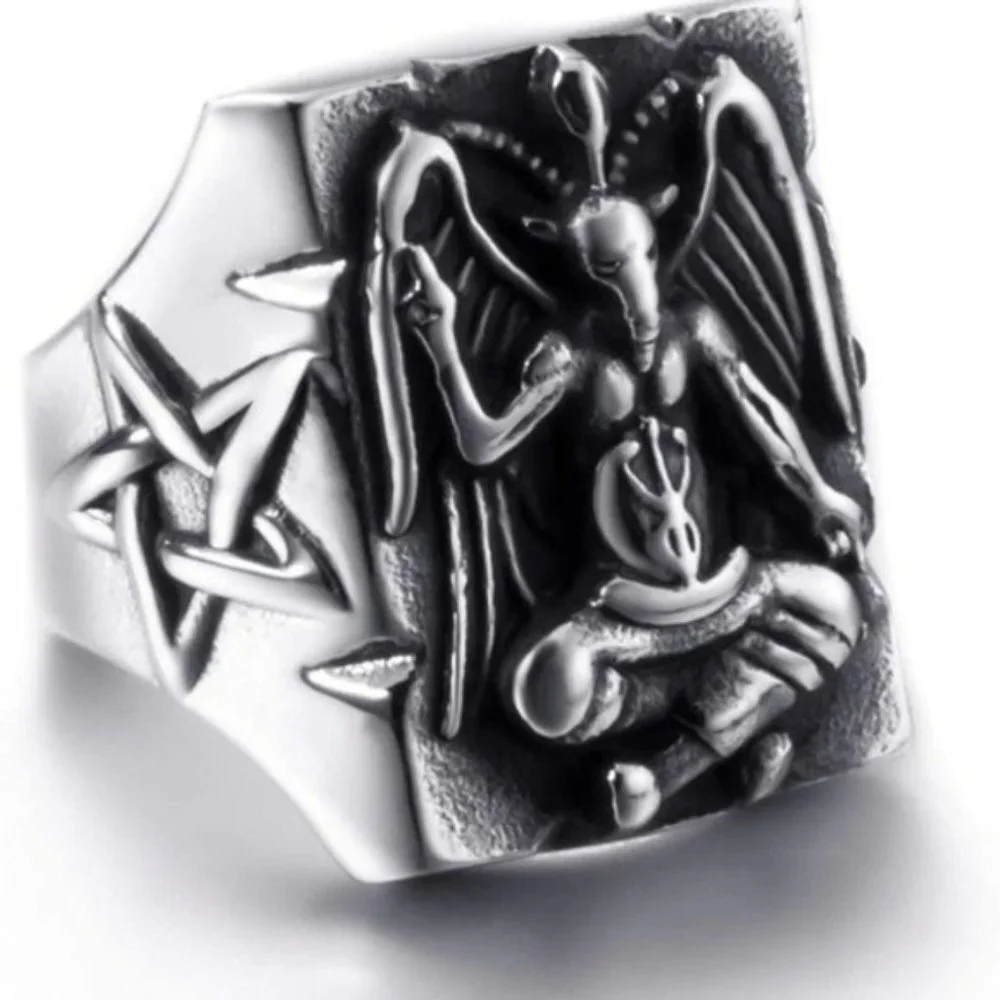 Stainless Steel Goat Satanic Punk Ring